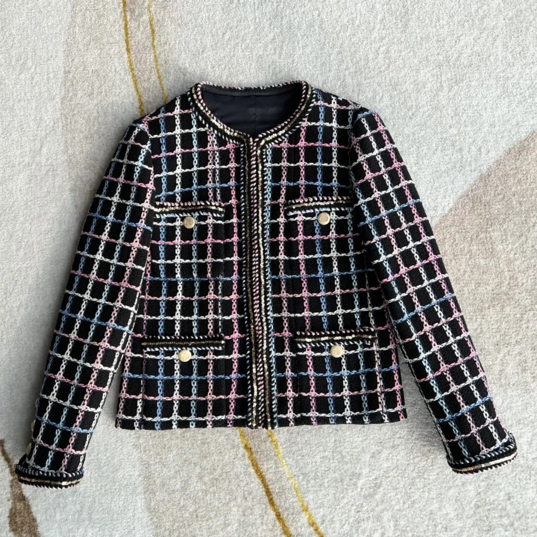 

Female Clothing Woman Clothes Women's Jacket Autumn 2022 Women's Coat Overcoat Female Tweed Knitted Plaid Casual Short Coat