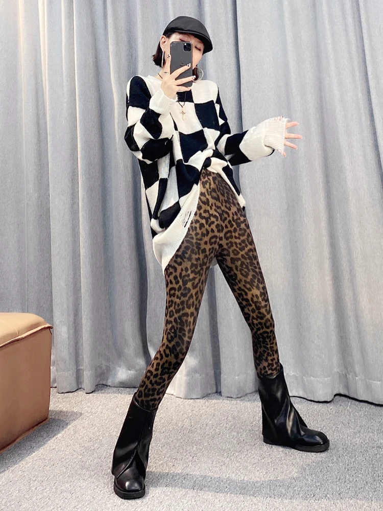 Leopard Print Leggings Women's Spring and Autumn Style Outer Wear Fashion Personality 2022 New High Waist Thin Leather Pants