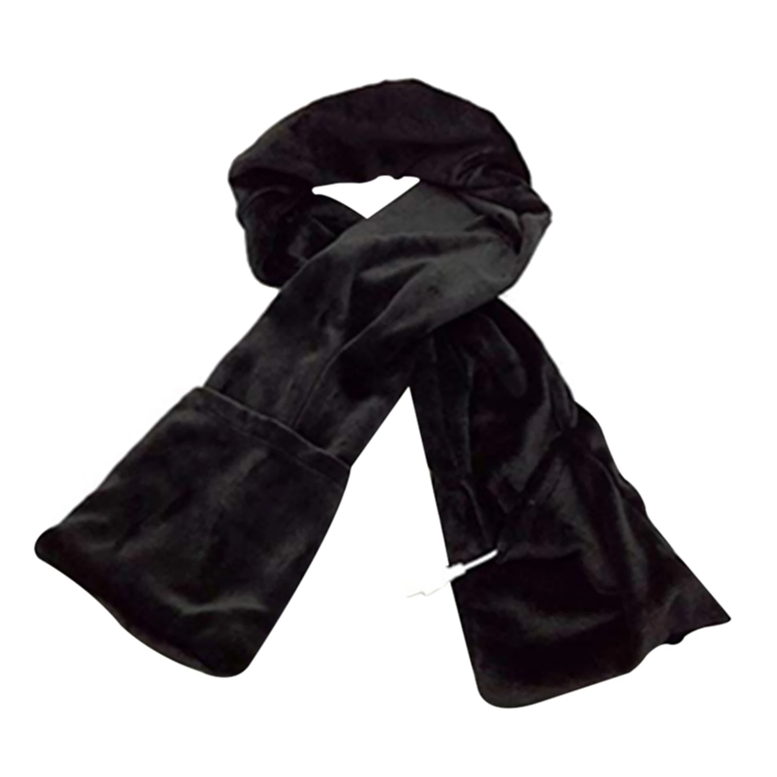 

Зимний шарф с USB подогревом для мужчин и женщин, короткая плюшевая шаль, умный нагревательный однотонный шарф с карманом для рук, лыжный шарф