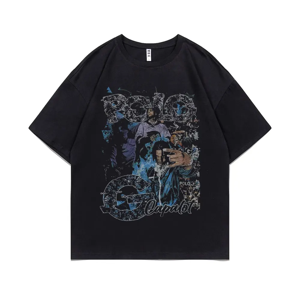 

Vintage Singer Polo G Graphic Print Tshirt Men Fashion Hip Hop T-shirt Mens Womens 100% Cotton T Shirts Tops Black Man Tee Shirt