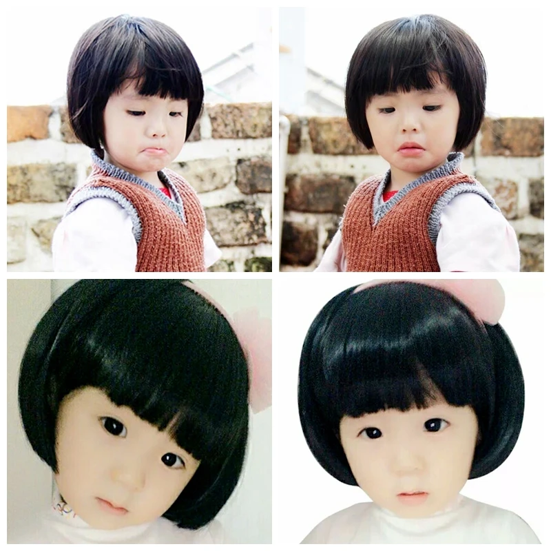 Children's Hair Accessories Baby Wigs Boy Headdress Little Girl Headgear Kids Black Hood Brown Head Cover Reborn Doll Toupee enlarge