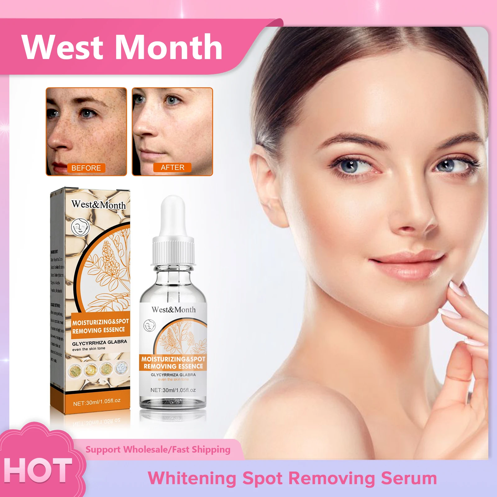 

Whitening Spot Removing Serum Dark Spots Remover Freckle Acne Treatment Shrink Pores Brighten Moisturizing Facial Repair Essence