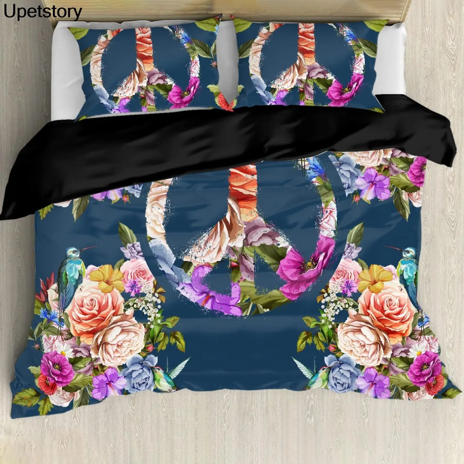 

Пододеяльник Upetstory с логотипом Love And Peace, пододеяльник с цветочным рисунком гибискуса, однотонный пододеяльник большого размера