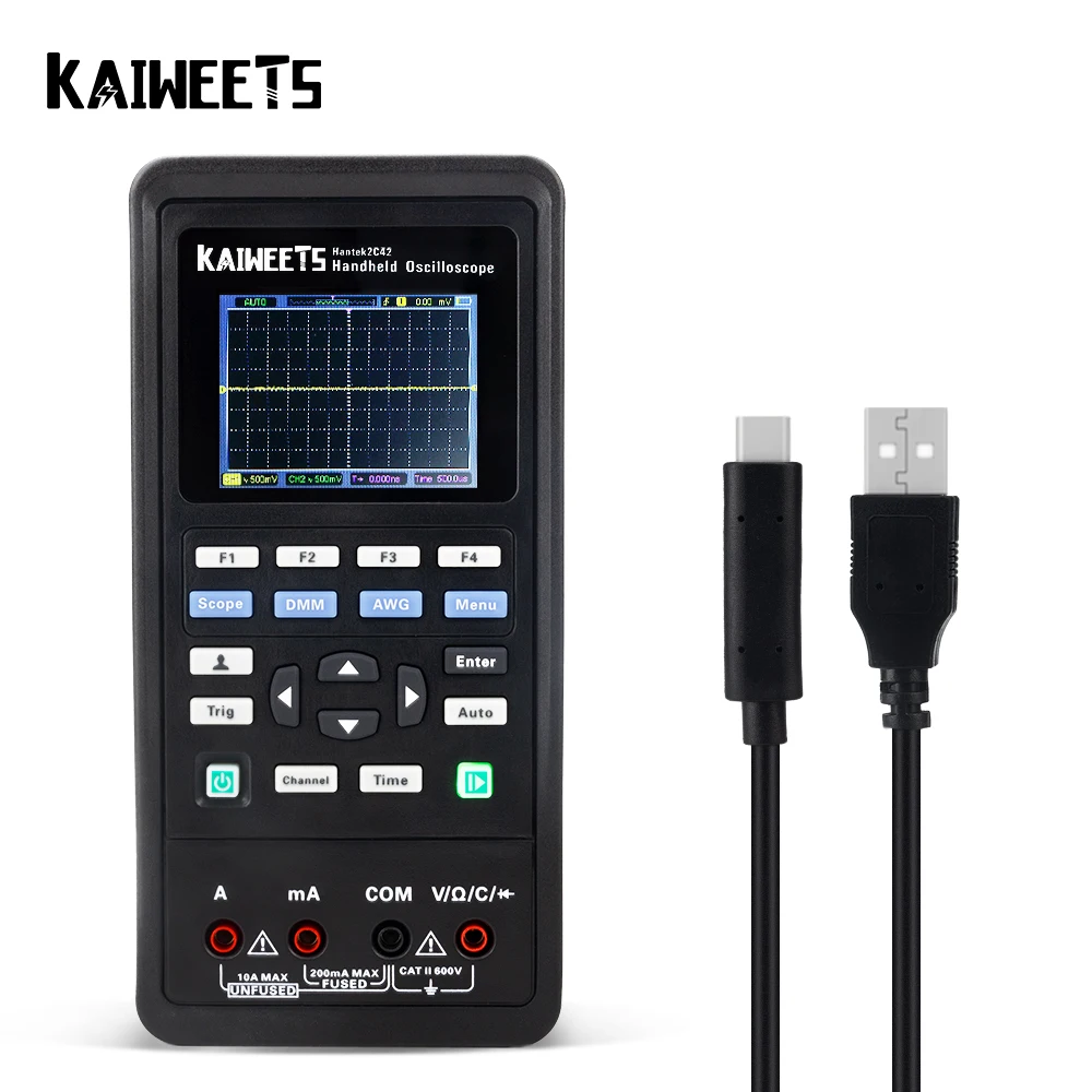 

Kaiweets 2C42 Handheld Digital Oscilloscope with LED backlight High Accuracy with Professional Digital Multimeter Function