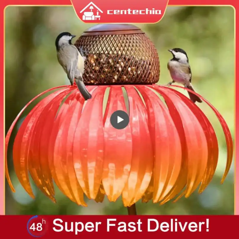 

5/8/10PCS Pink Coneflower Metal Flower Shaped Coneflower Bird Feeder Garden Decoration Bird Feeder Bottle Outdoor
