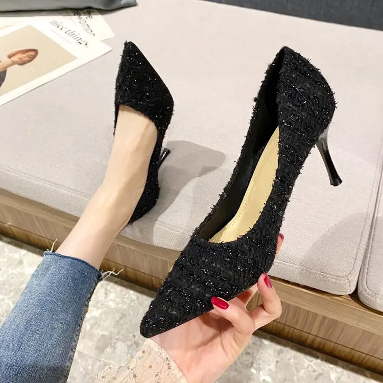 Gold  Heels African Woman Shoe Slip On Shallow Mouth All-Match Sexy Pump Basketball Platform 2023 Pointed Wedge Lace-Up Burgundy