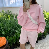 y2k harajuku korean kawaii tops sweet pink hoodies sweatshirts women o neck long sleeve loose casual pullovers autumn winter new