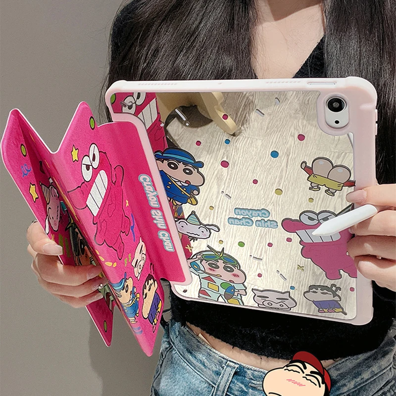 

Мультяшный защитный чехол Crayon Shin-chan подходит для 9,7-дюймового планшета Ipad2022 со слотом для ручки, складной кронштейн, чехол Apple air5