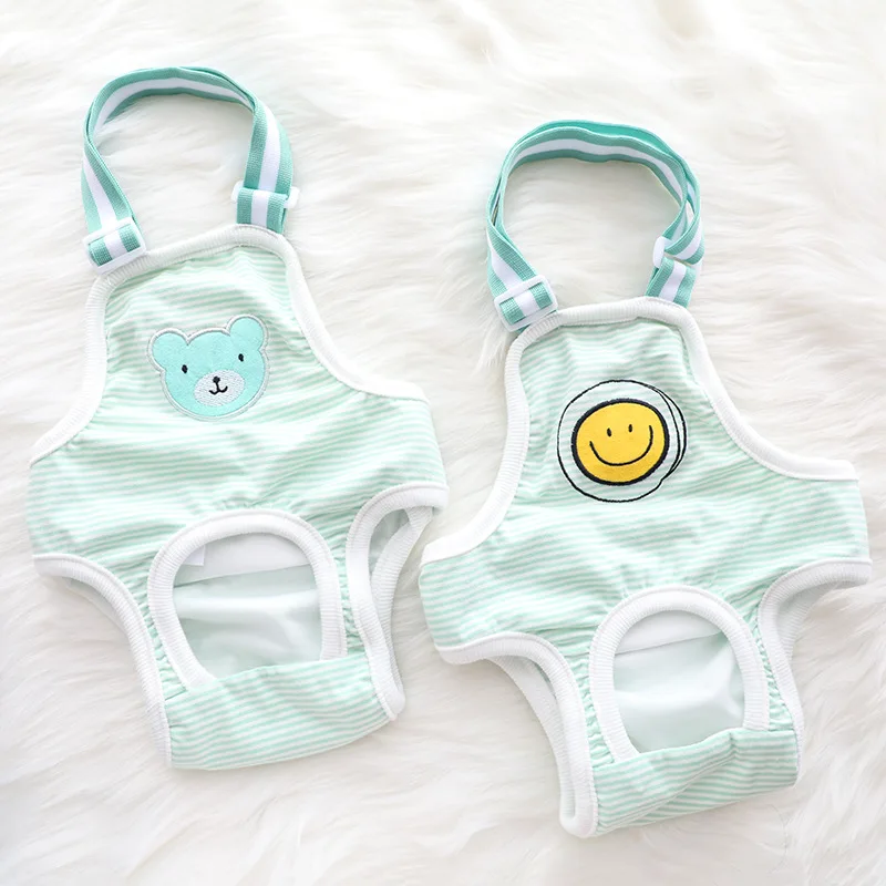 

Dog Diaper Striped Sanitary Panties with Adjustable Suspender Washable Reusable Puppy Physiological Pants Pet Underwear Jumpsuit