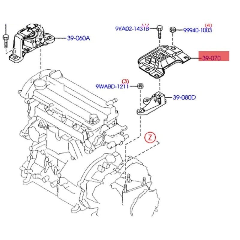 Кронштейн крепления автоматической коробки передач для Mazda 3 2004 л 2009 л-BBN839070B