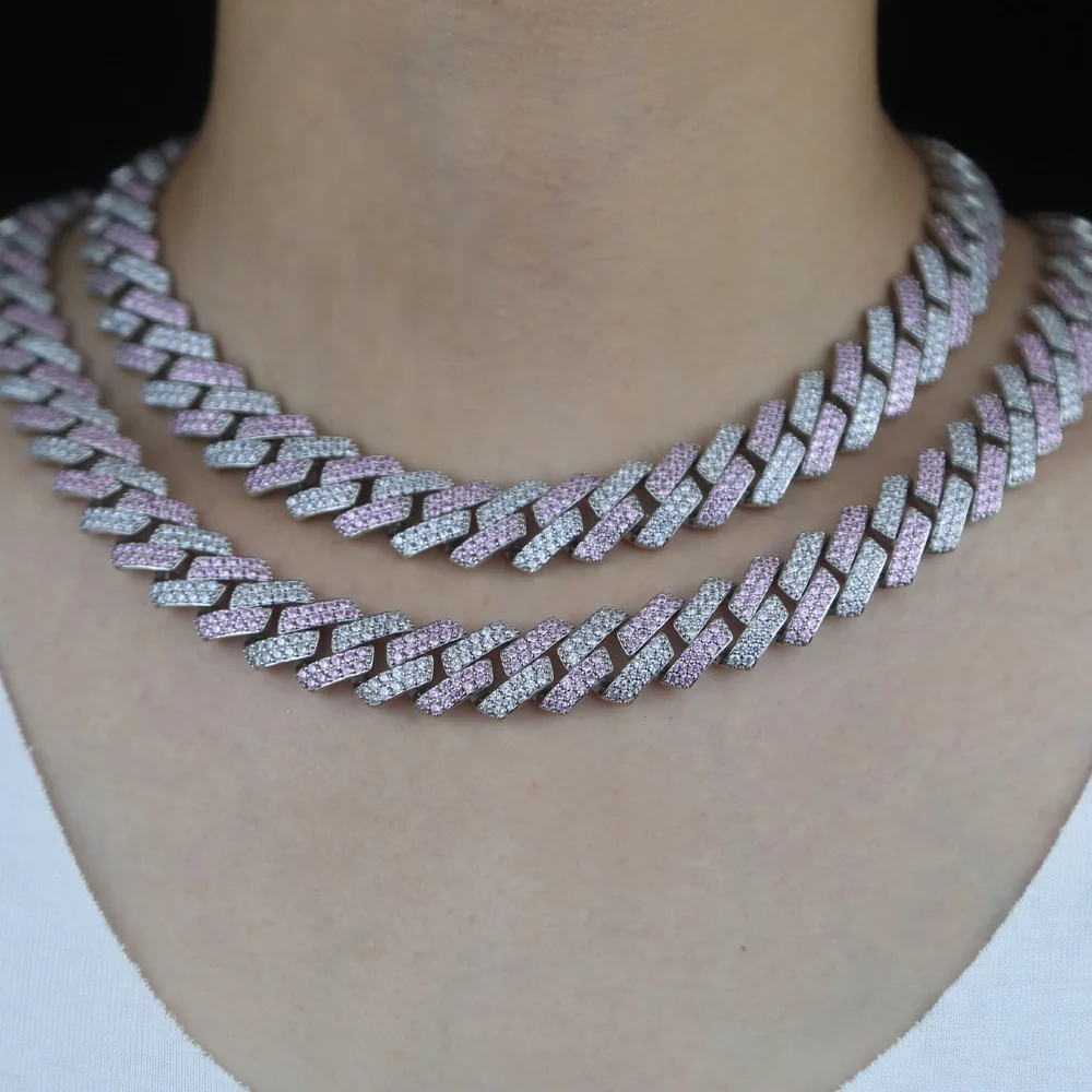 

Diamond Super Flash Full Diamond 15mm Cuban Chain Hip Hop Men's and Women's Necklace Bracelet Miami Rapper Fashion Jewelry