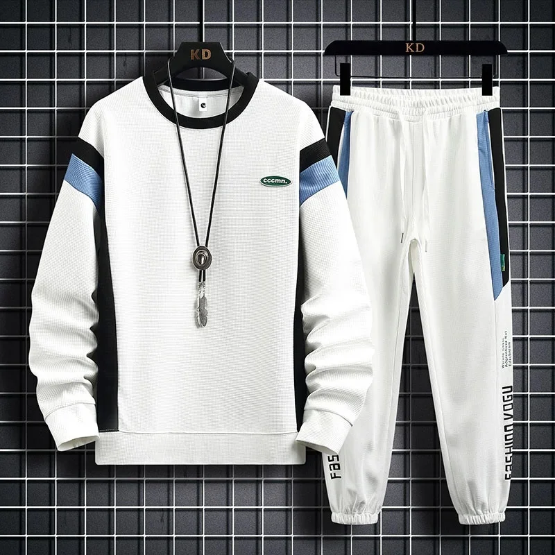 

2023 Spring Autumn New Men's Long Sleeve O Neck Casual Men Two Piece Set Gradient Color Fashion Streetwear Male Tracksuit