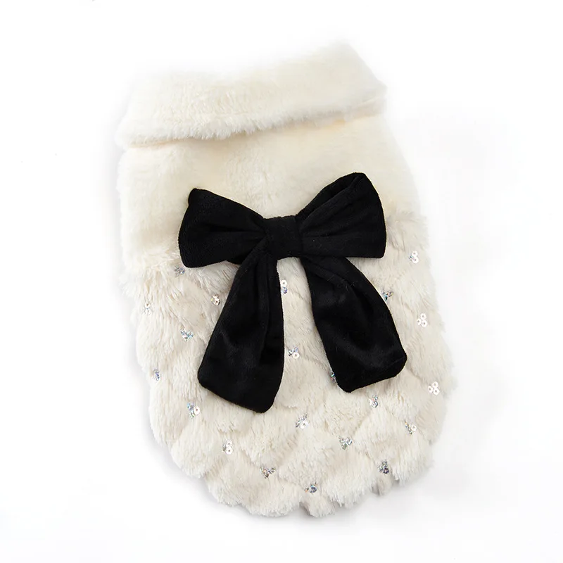 

Fashion Sequin Winter Pet Dog Clothes Elegant White Puppy Pet Cat Coat Jackets For Dogs Fur Bow Knot Chihuahua Clothing Overalls