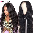 Парик Megalook из натуральных бразильских человеческих волос, 13x5x2, 30 дюймов, 4x4