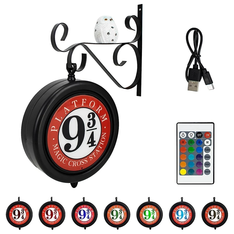 

Platform 9 3/4 Sign Decorative Light Rechargeable Hanging Wall Hanging Decorative Lamps With RGB Remote &Owl Light