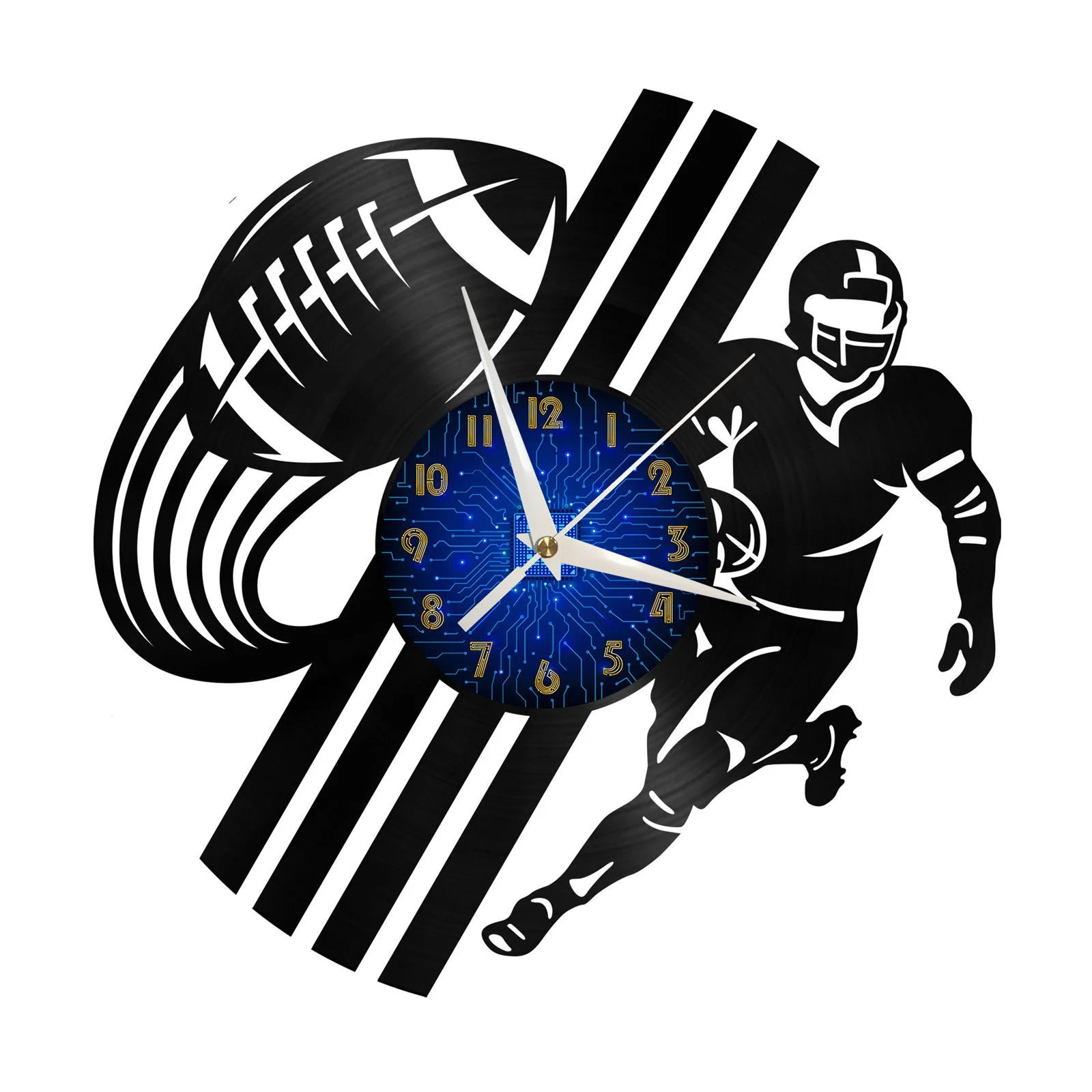 

American football Vinyl Record Wall Clock for Kitchen Wall Decor Wall Art