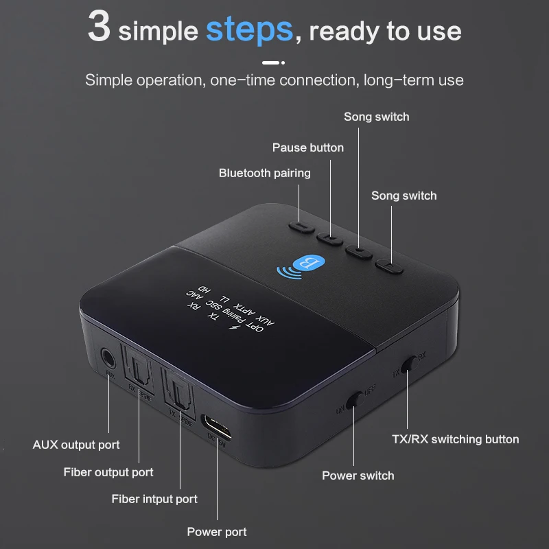 Приемник-передатчик Bluetooth 5 0 3 мм SPDIF audio aptx для ТВ-динамика от 1 до 2 беспроводных