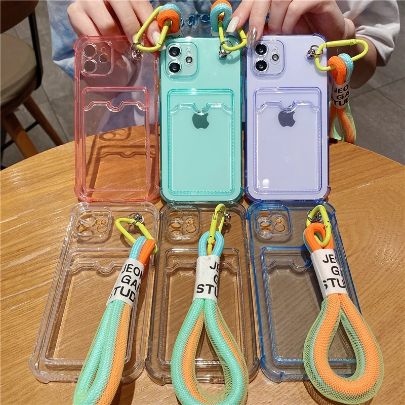 

Роскошный чехол-кошелек для карт с ремешком на руку для Apple iPhone 13 12mini 11 ProMax 7 8 Plus XS MAX XR SE 2020, Мягкая силиконовая задняя крышка