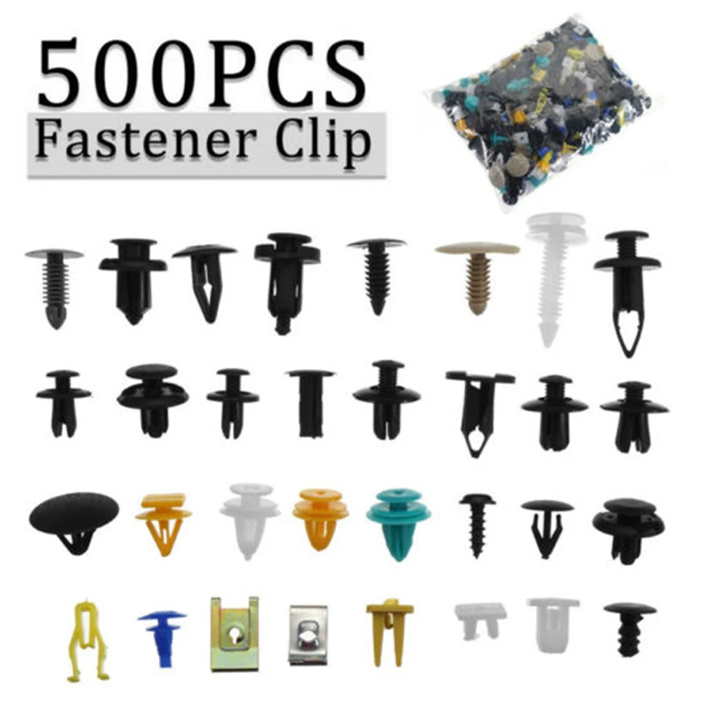

500pcs Car Fastener Plastic Car Retainer Clips Bumper Push Rivet Door Penal Clip Replacement Kit Mixed Random Sizes and Styles