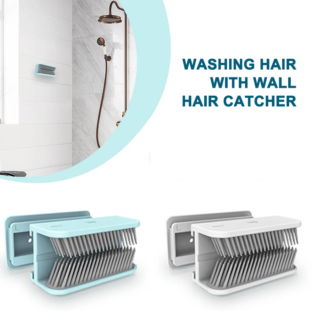 

Shower Hair Catcher Easy To Install Silicone Hair Collector Trap For Bathroom Wall Shower Drain Blue White