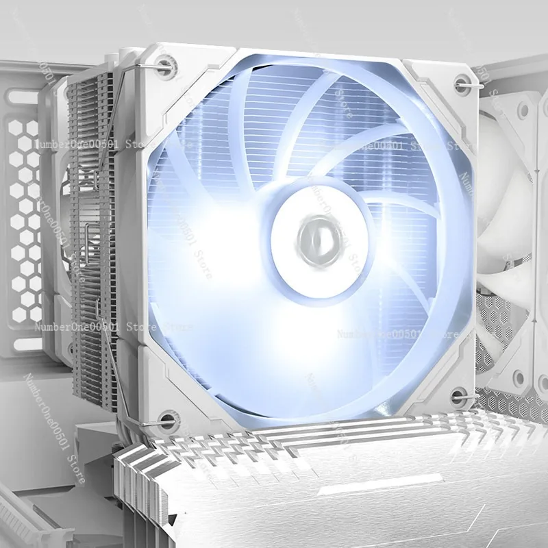 Фото Кулер для процессора ID-COOLING SE-224-XT, белый, со светодиодами, 4 тепловые трубки, башенный радиатор, контроль температуры, никелированное покрытие №3