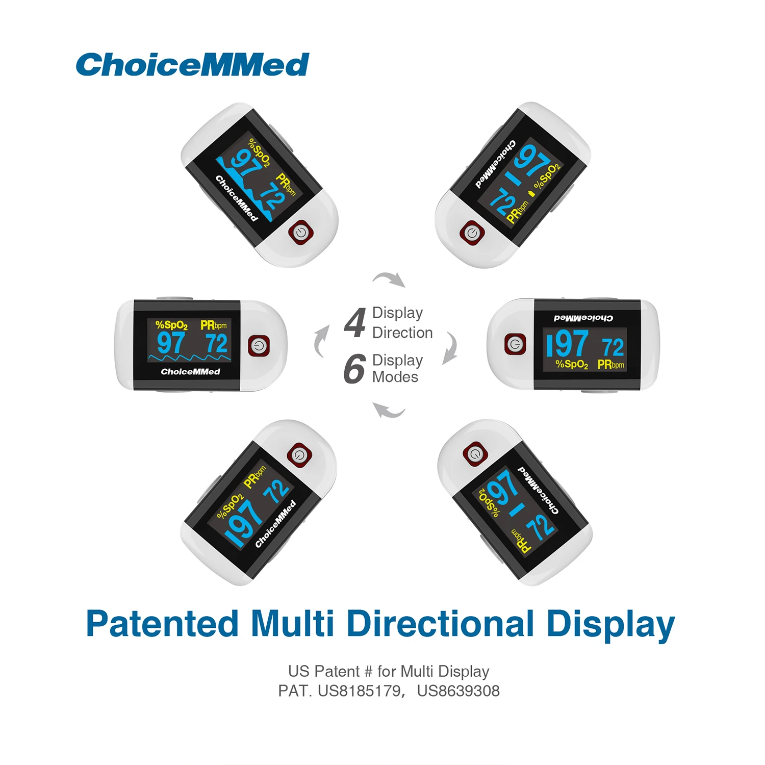 Фото Пульсоксиметр CHOICEMMED MD300C22 на кончик пальца, прибор для измерения уровня кислорода в крови, цифровой пульсометр SPO2 №4