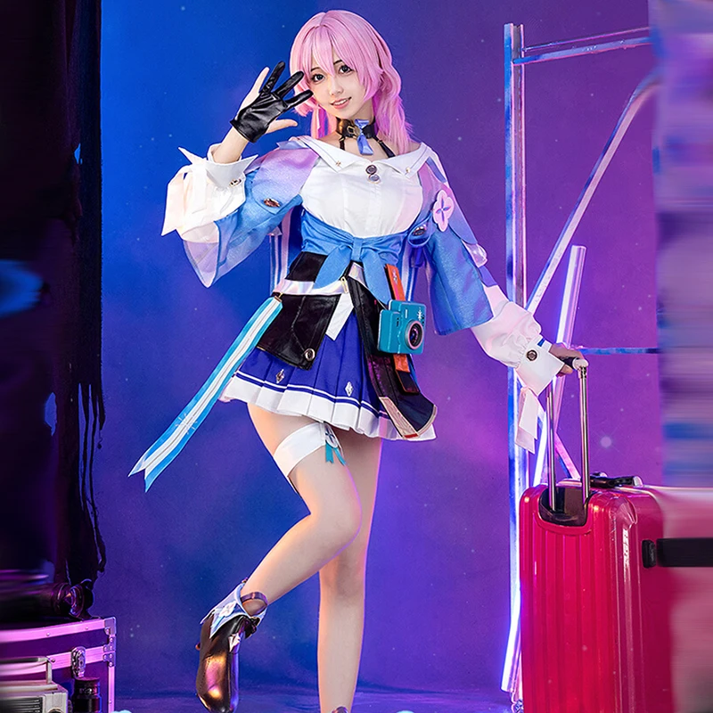 

Game Honkai Star Rail March 7th Cosplay Costumes Sexy Women Top Skirt Suit Outfit Halloween Party Unifrom Cosplay Set