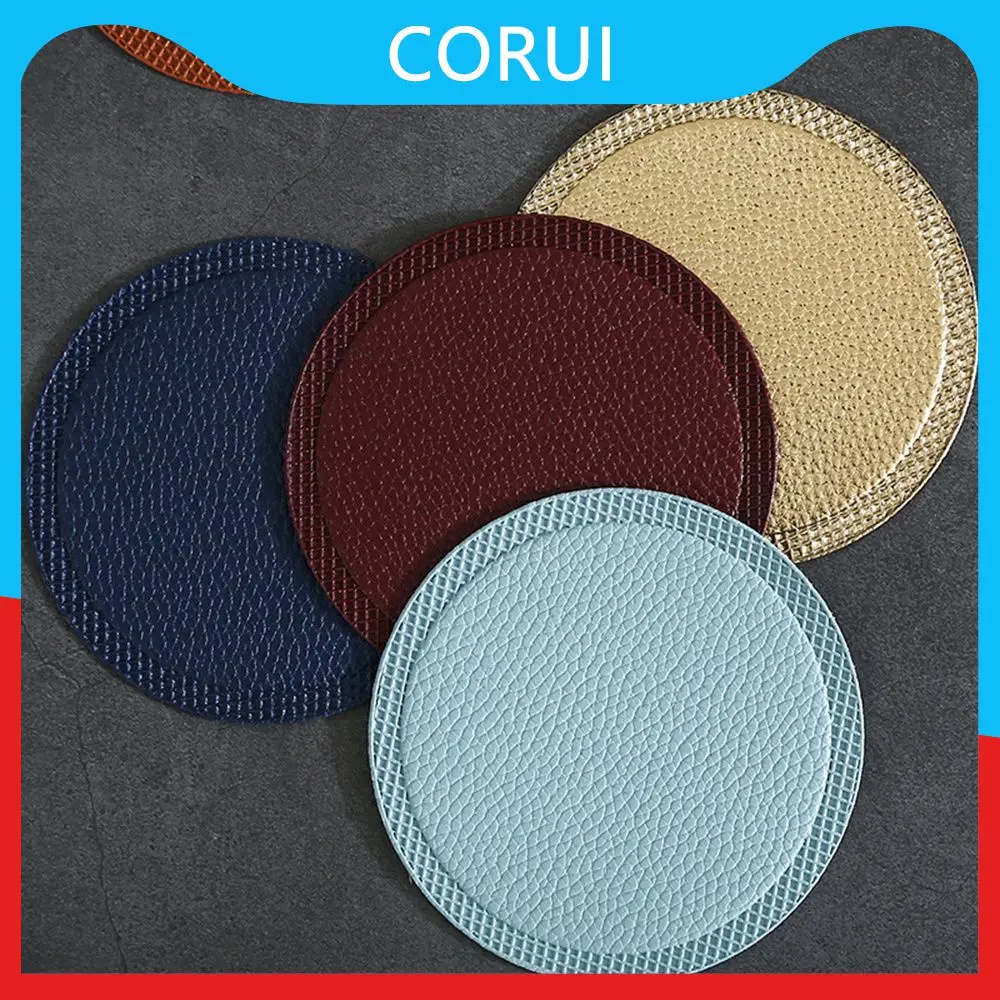 

10CM PU Leather Coffee Coaster Round Non-slip Cup Mat Heat Insulation Meal Mat Oil Pan Bowl Mat Table Mat Kitchen Accessories