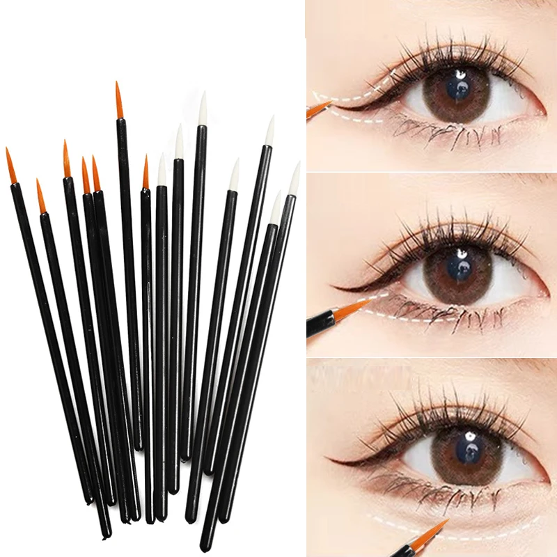 

50pcs Disposable Eyeliner Brush with Cap Lipstick Applicator Ultra Fine Fiber Eyeline Brushes Professional Beauty Makeup Tools