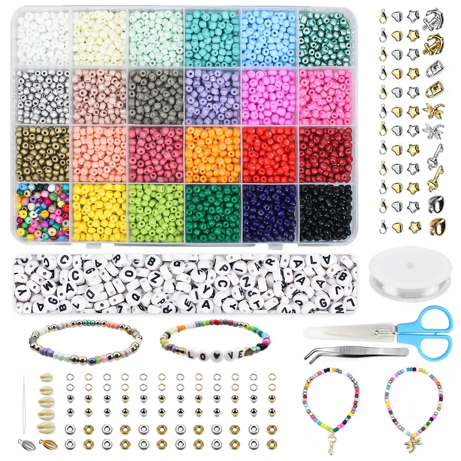 3900pcs 2/4mm Glass Rice Beads Box Set Parent-child Interactive Colorful Beads For Jewelry Making Diy Handmade Bracelet Necklace