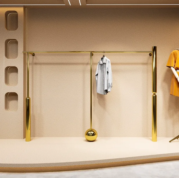 

Витрина из титана для женской одежды, настенная напольная вешалка для одежды из нержавеющей стали