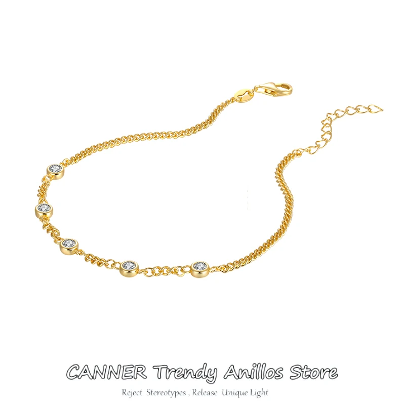

CANENR 925 Sterling Silver Bracelets For Women Round Zircon Bracelets on Hand Wedding Luxury High Quality Pulsera Fine Jewelry