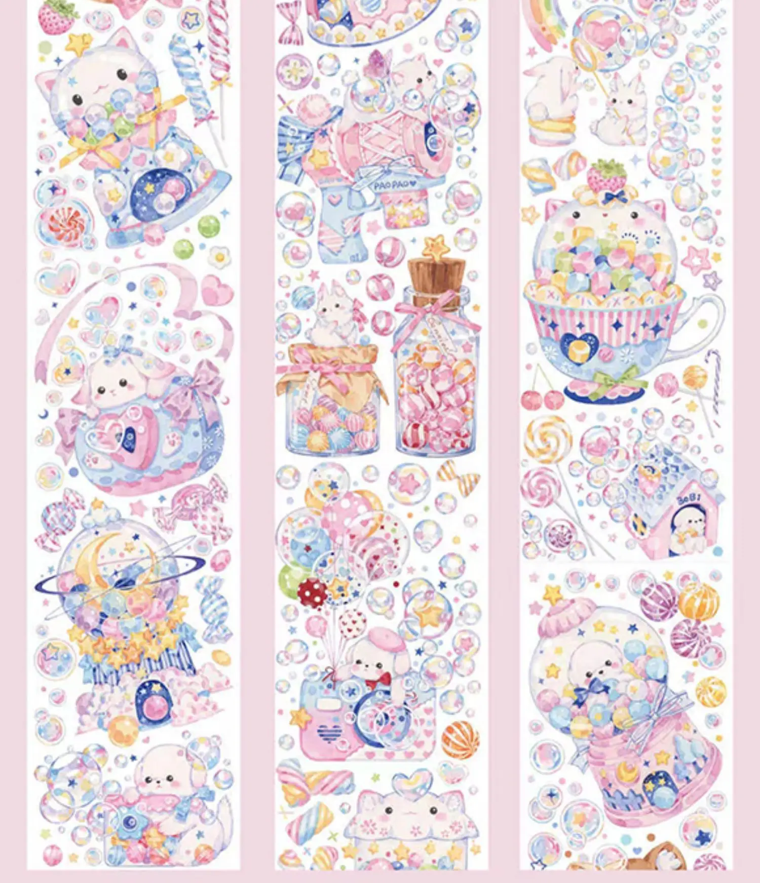 

Cute Animal Bubble Machine Shiny PET Tape Journal Washi Decorative Stickers