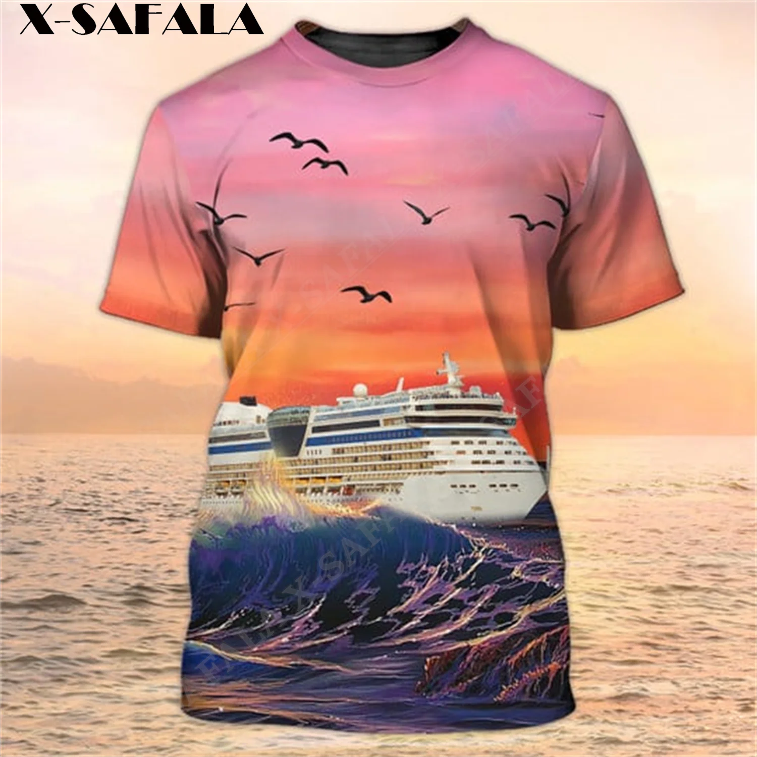 

Cruising Sailing Summer Vacation Beach 3D Printed Mens T-Shirt Tops Tee Short Sleeve Casual Milk Fiber Breathable Tracksuits-1