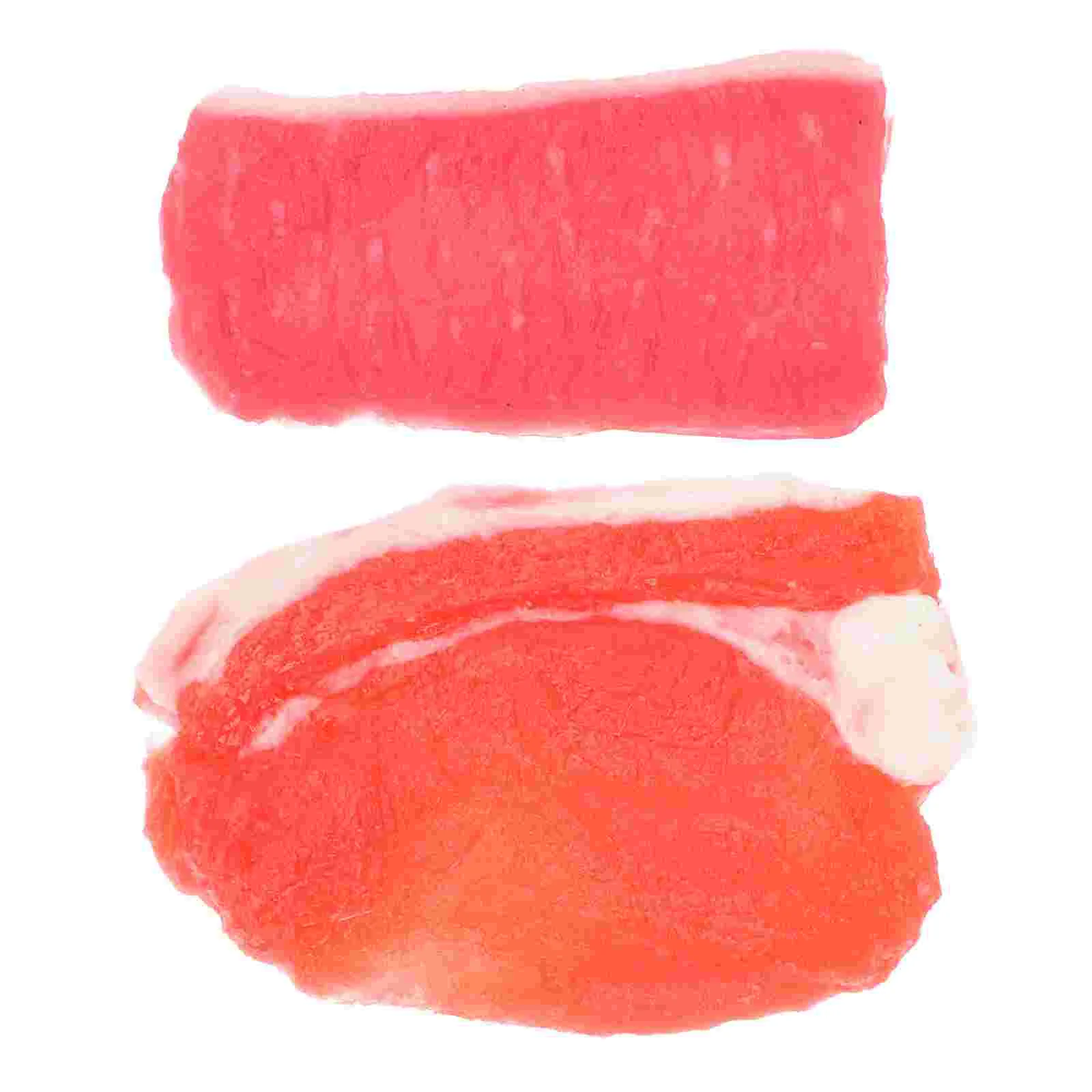

2pcs Simulation Pork Models Pork Slice Model Decors Decorative Pork Slice