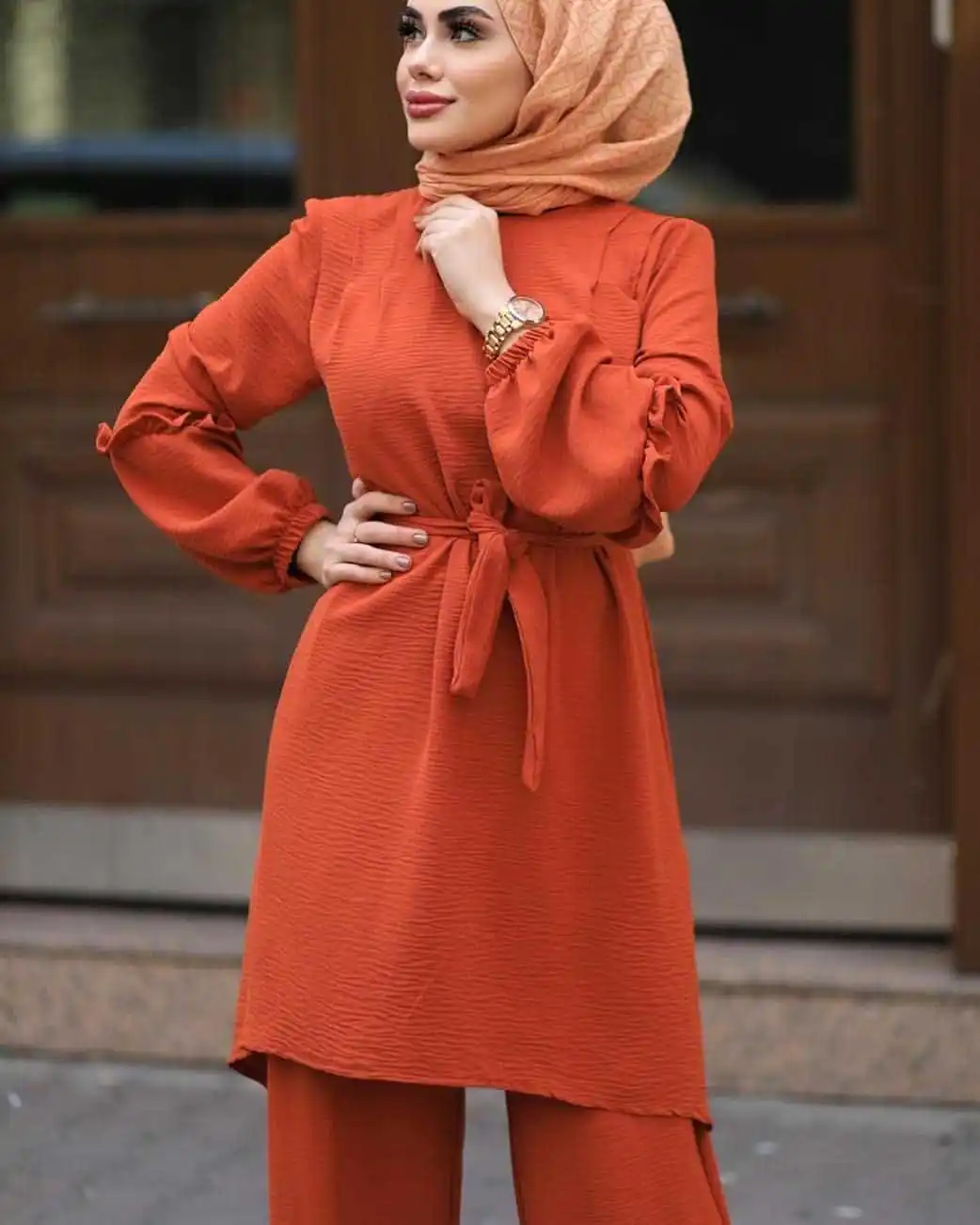 Мусульманский комплект из двух предметов для женщин Рамадан на шнуровке Abaya