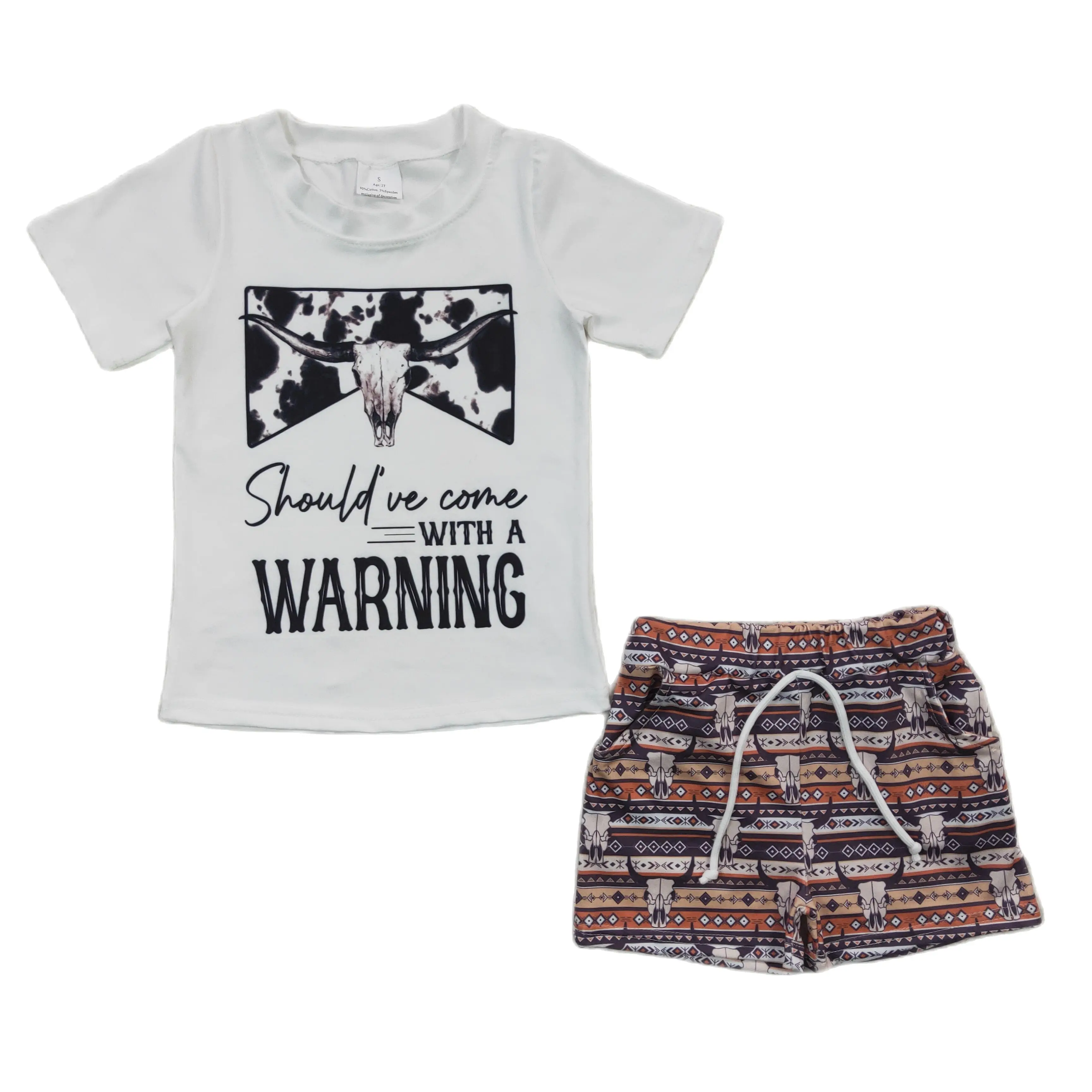 

Комплект из 2 предметов для мальчиков, белая Верхняя и нижняя одежда с принтом ковбоев, повседневный костюм для маленьких мальчиков, лето 2023