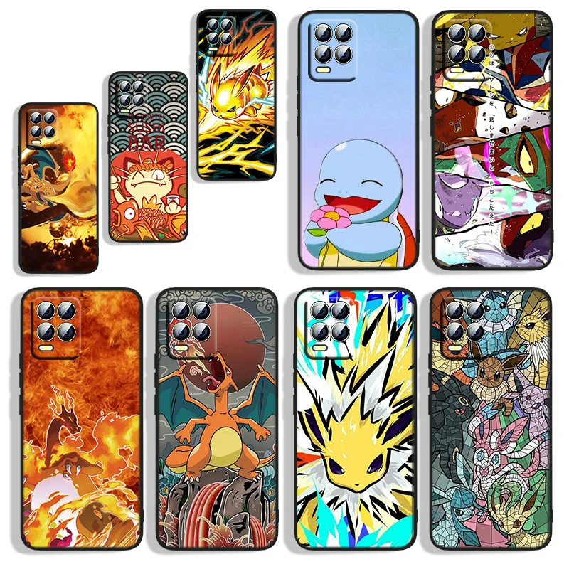 

Pokémon Cute For OPPO Realme GT Master Neo Q3S Q2 X50 X7 X3 X2 C21Y C17 C11 C3 Pro Carnival Black Phone Case