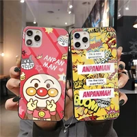 fashion anpanman phone case tempered glass for iphone 13 12 mini 11 pro xr xs max 8 x 7 plus se 2020 soft cover