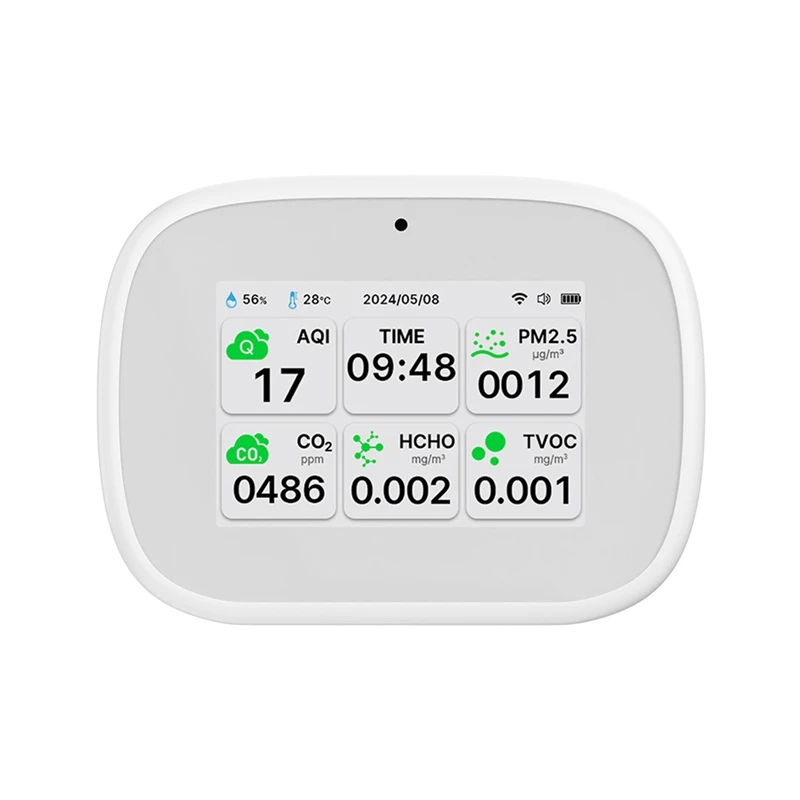 Tuya Wi-Fi 10в1 Детектор качества воздуха PM2.5 PM1.0 PM10 CO2 TVOC HCHO Тестер TFT-дисплей Измеритель