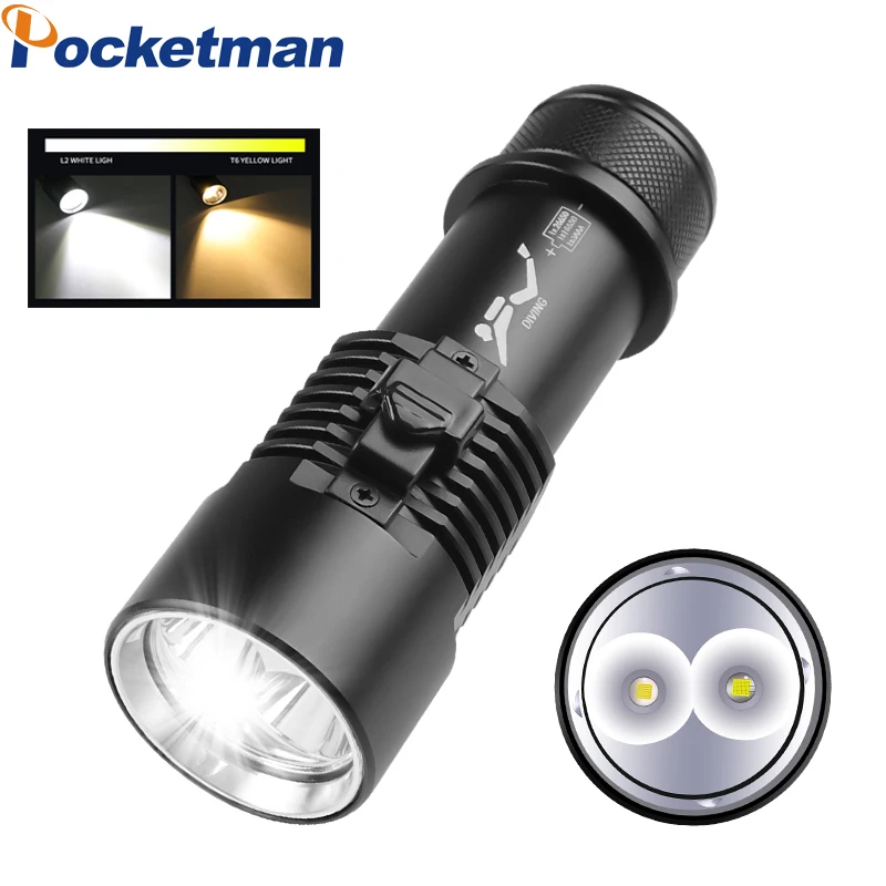 

Portable L2 White Light+T6 LED Yellow Flashlight Soft Torch Flood Light Large Range Waterproof Lantern for Camping Flashlight