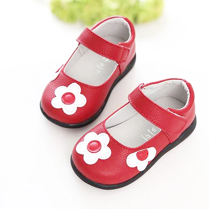 

Flower Child Red Black Leather Princess Shoes For Toddler Baby Kids Girls Dress Shoes New 2022 Chaussure Fille 1 2 3 4 5 6 Years