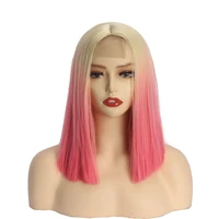 blonde short bob wig natural ombre pink straight bob wig natural synthetic burgundy shoulder length wigs for black women cosplay