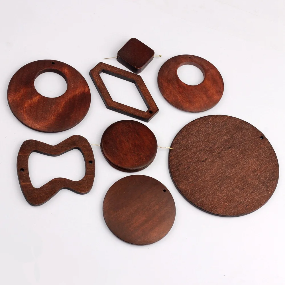 

10 шт. Деревянные Подвески, круглые полые подвески для ожерелья и серег ручной работы, Ювелирная фурнитура «сделай сам» для изготовления ювелирных изделий, аксессуары