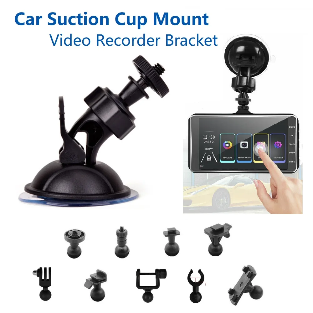 

Suction Cup Car Mounted Recorder Bracket Dash Cam Holder 360 Degree Rotation Camera Stand 4mm+6mm Screw Base Mount Dvr Bracket