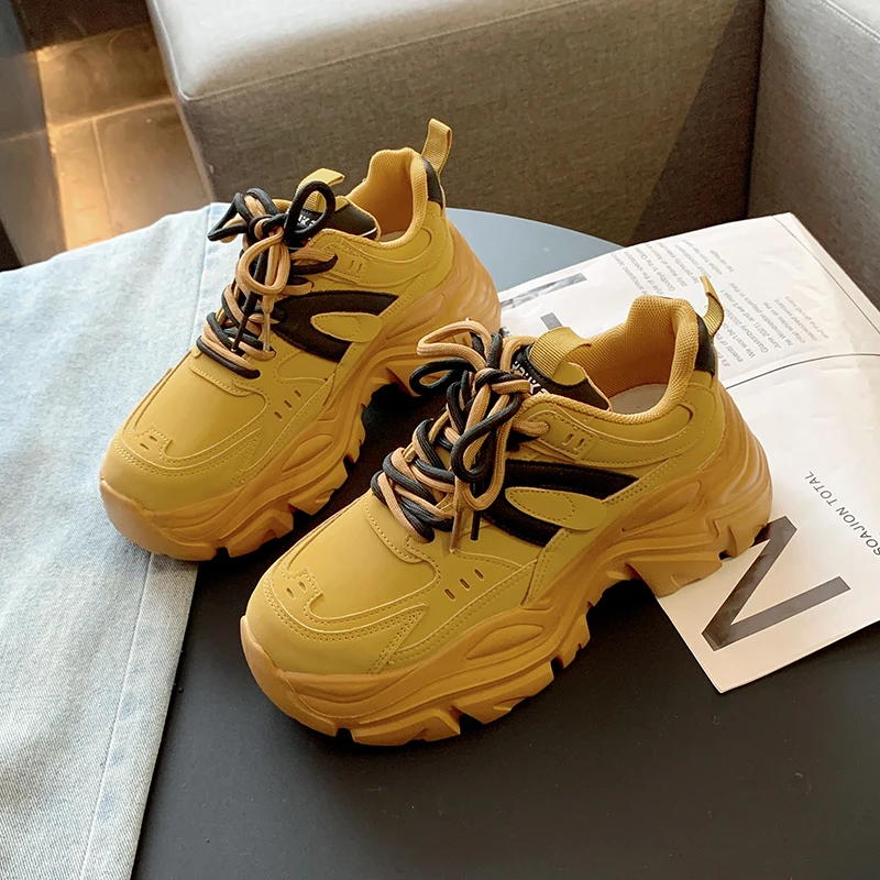 

Роскошные женские кроссовки на платформе; Коллекция 2022 года; Женские спортивные кроссовки на толстой подошве; Женская Вулканизированная об...