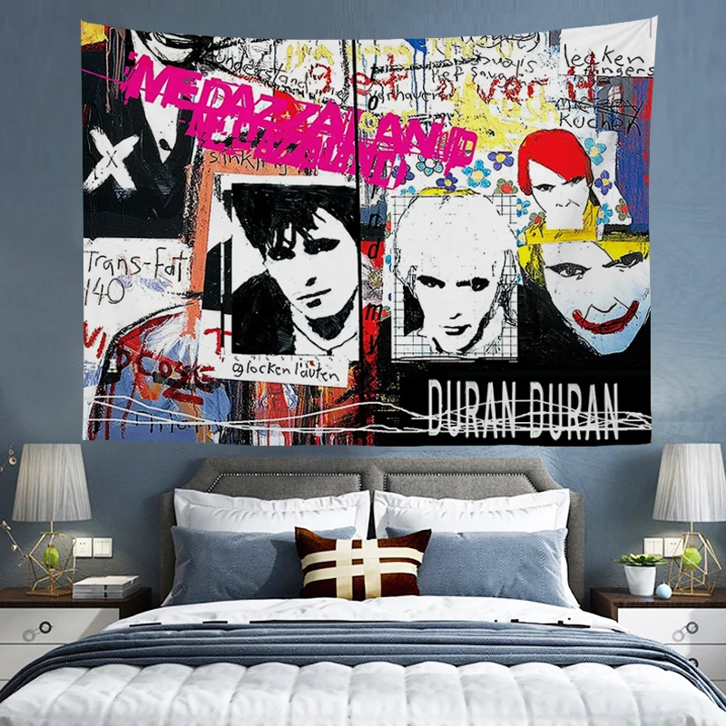 

Tapestry Art DURAN DURAN Band Wall Hanging Wallpaper Aesthetic Bedroom Decoration Home Room Decor Aesthetic Headboard Decorative