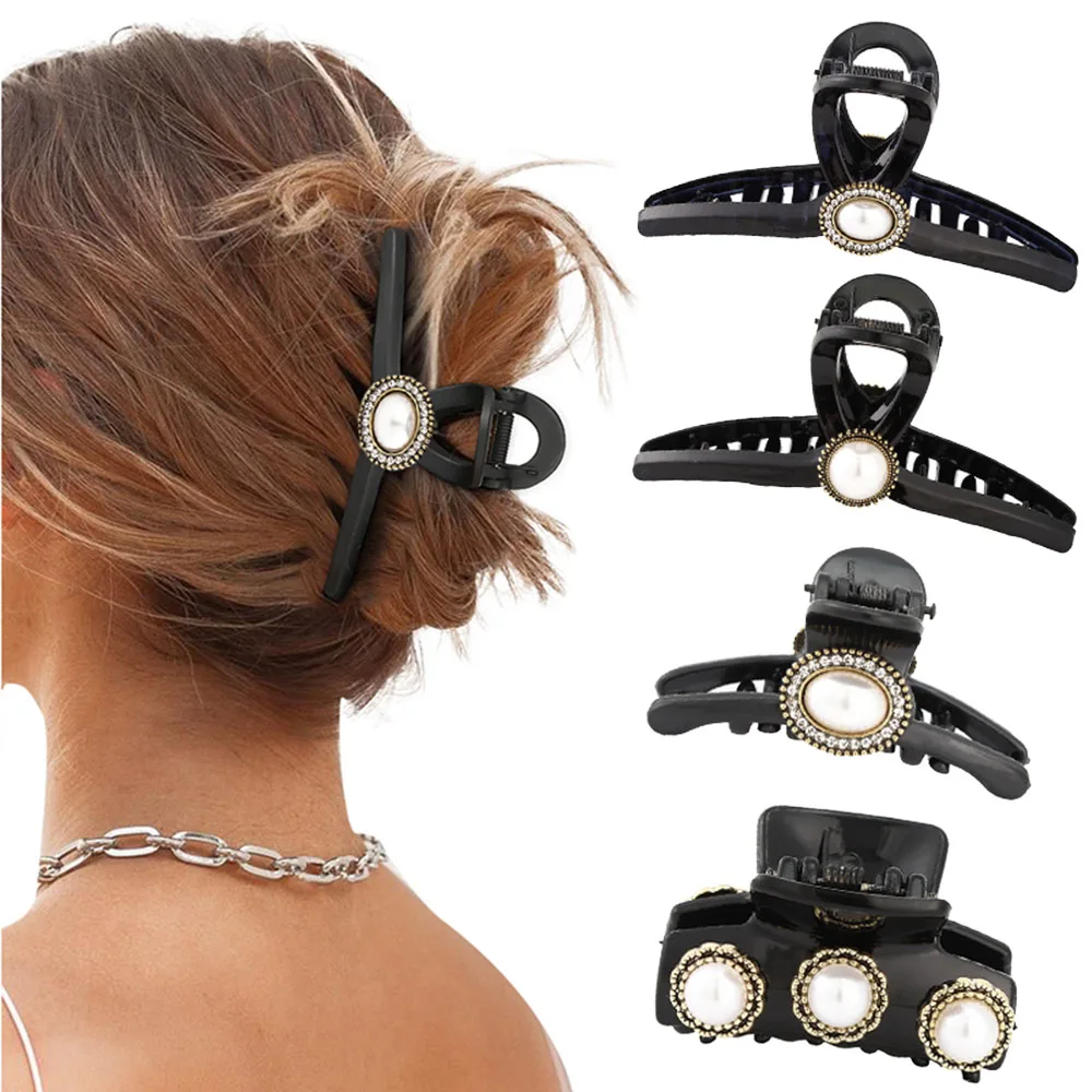 

Rhinestone Wool Ball Hair Crab Claws New Women Headwear Hair Clips For Girls Ponytail Hairpins Fashion Hair Accessories