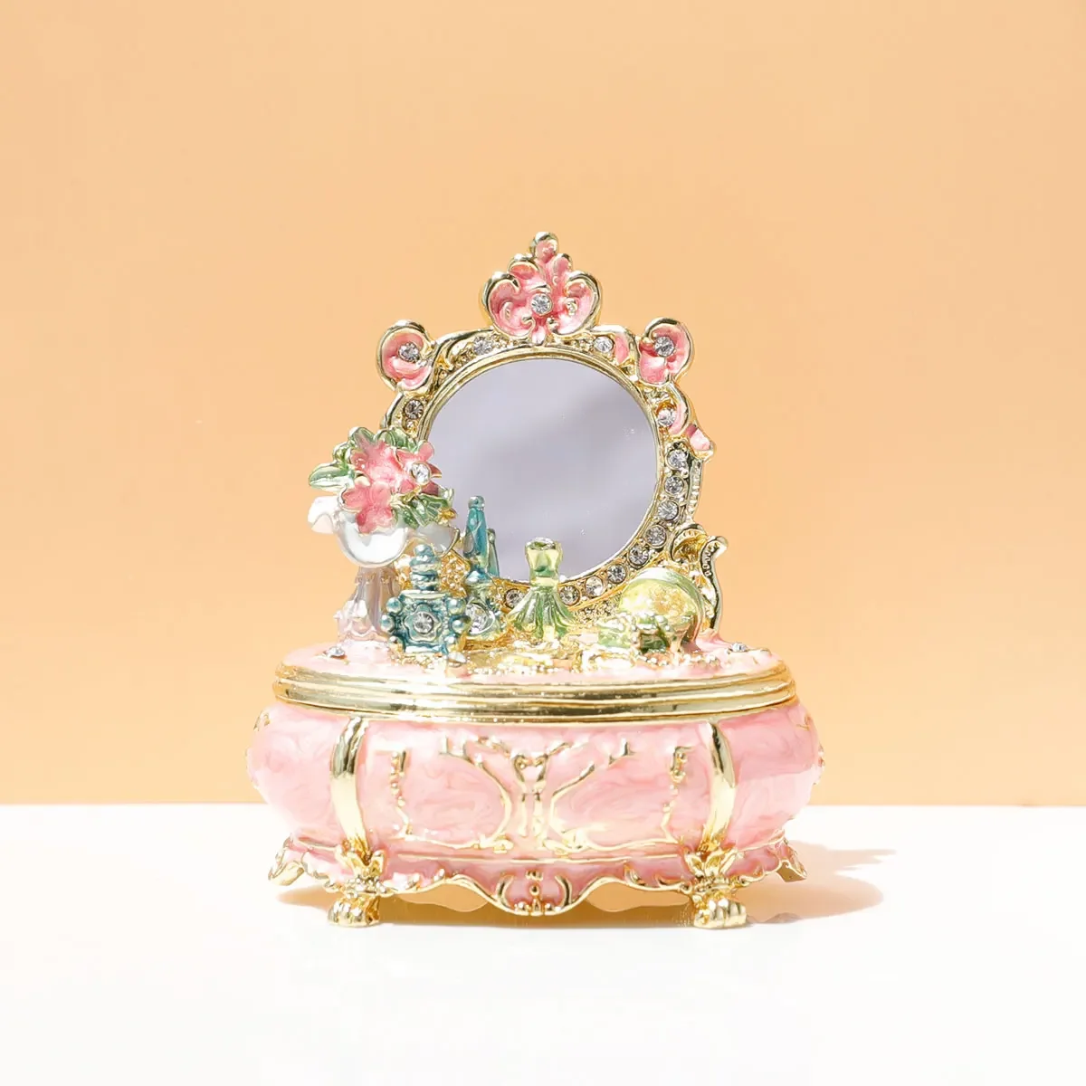 Синий туалетный столик коробка для безделушек на петлях ручная роспись