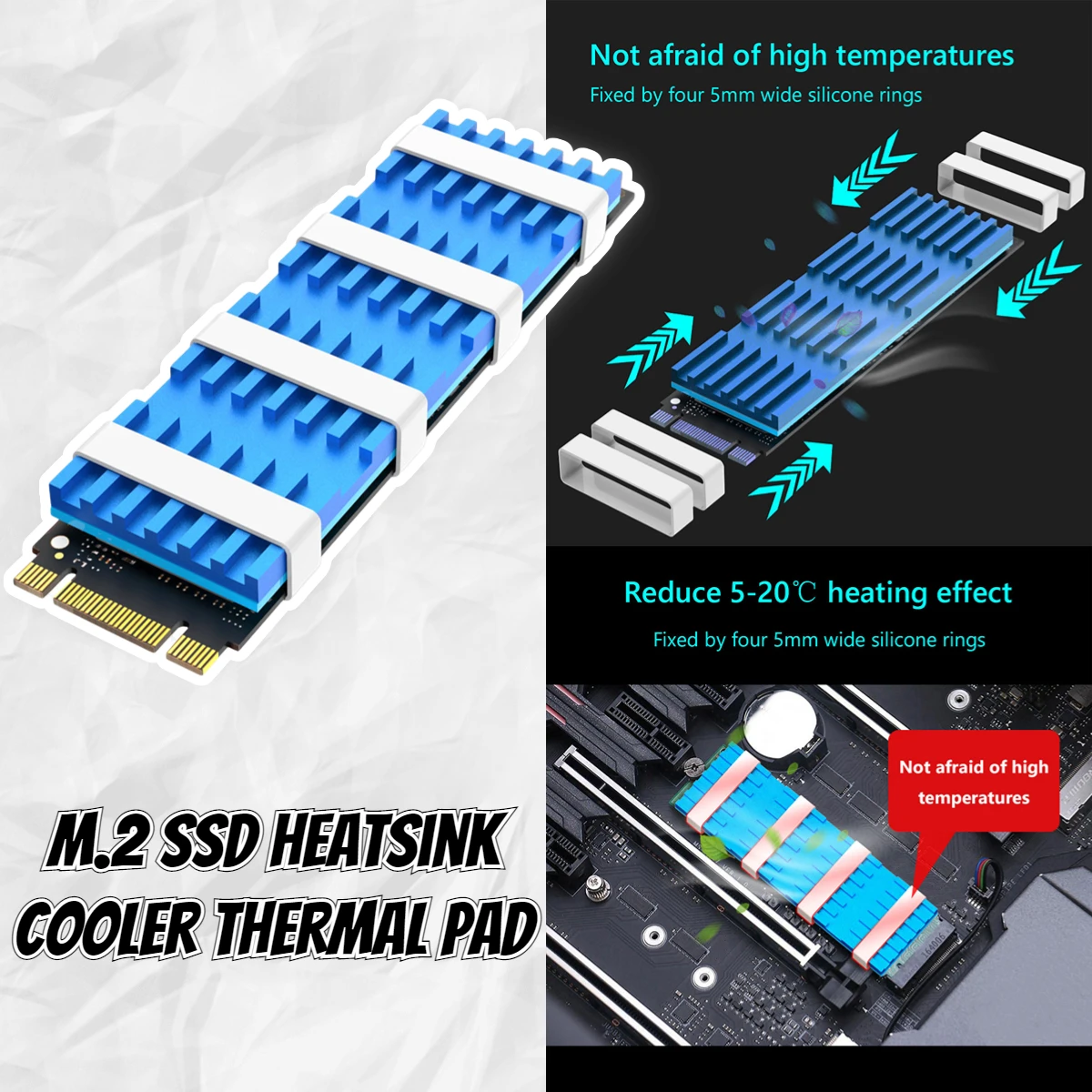

1/2/3PCS Aluminum Cooling M.2 2280 SSD Heat Sink Thermal Pads Heat Dissipation NGFF PCIE NVME Solid State Hard Disk Radiator